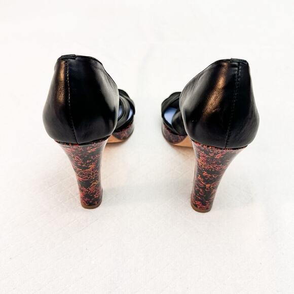 Ashley Dearborn Jane Black Platform Sandal Patterned Heel Size 37.5 NWOB - Picture 2 of 7